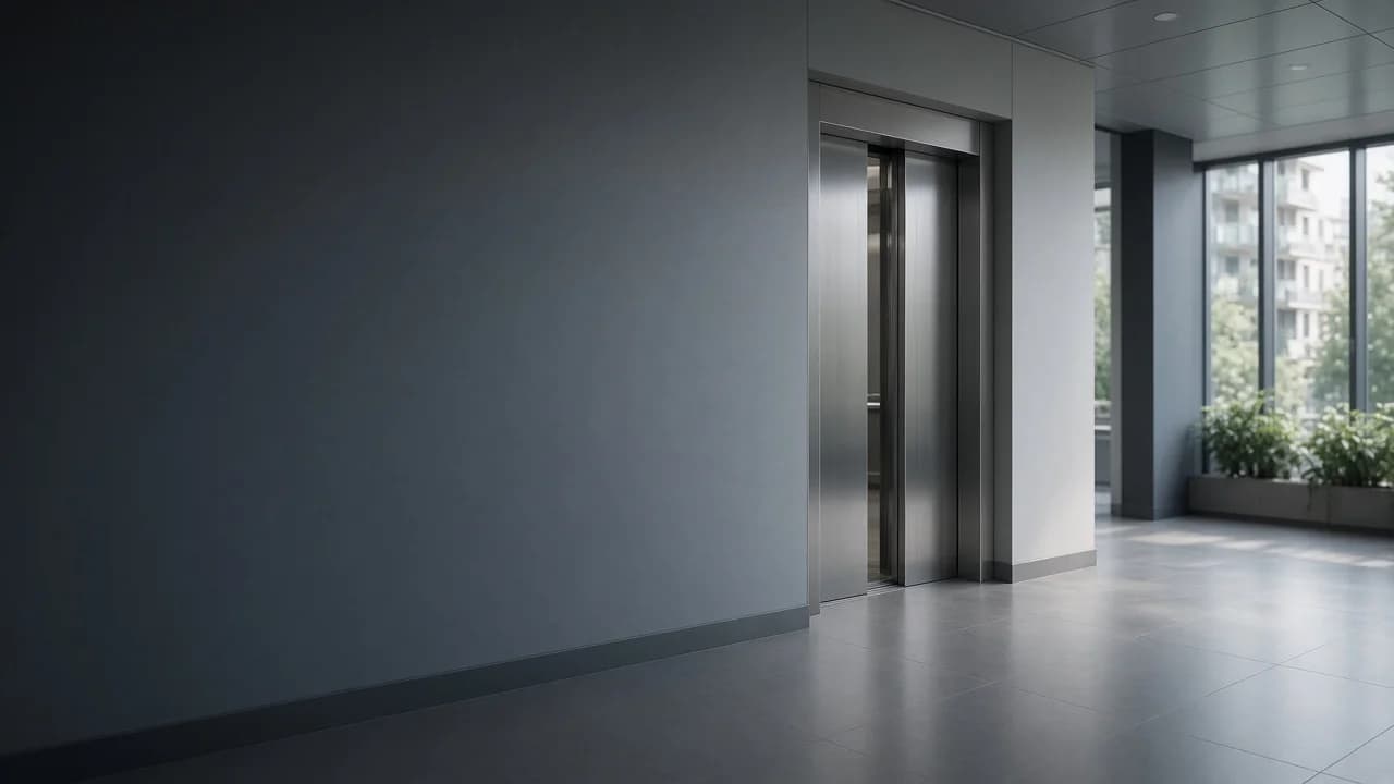 Ulaz u stambenu zgradu sa liftom — dekorativna pozadina za ponudu stambenog lifta
