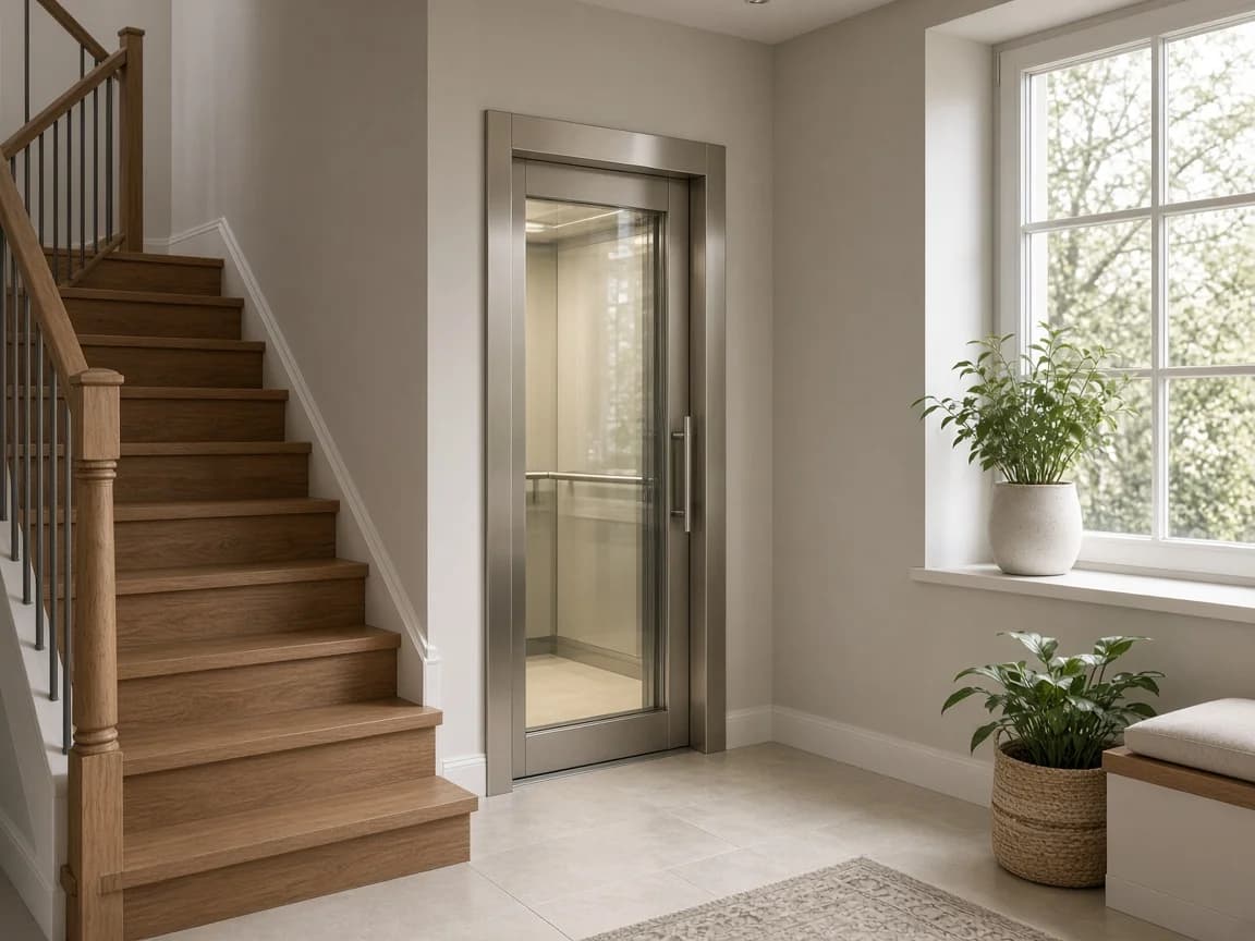 Kompaktan kućni lift uz stepenište u porodičnoj kući